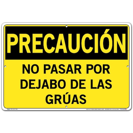 Vestil Aluminum Sign, 12-1/2" Height, 18-1/2" Width, Aluminum, Rectangle, Spanish SI-C-30-D-AL-080-S